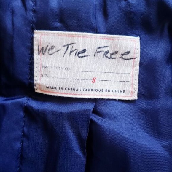 Free People Women's On My Mind Floral Full-Zip Bomber Retro Jacket Navy Sz Small - Picture 9 of 12